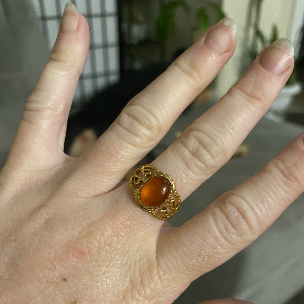 Amber topaz filigree LS ring
